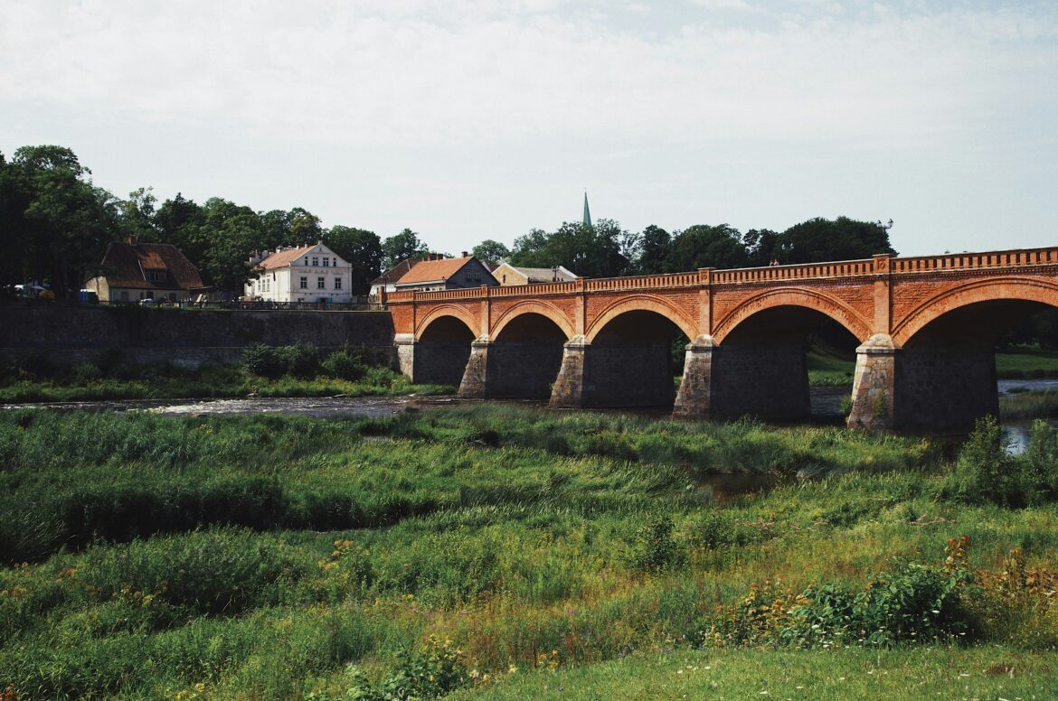 Kuldiga Latvia Old Brick Bridge over Venta River